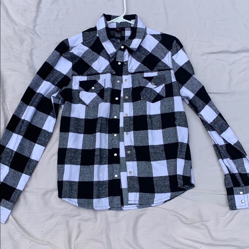 Black Checkered Button Down Flannel